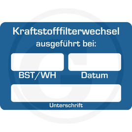 Eichner Fuel filter change BST sticker